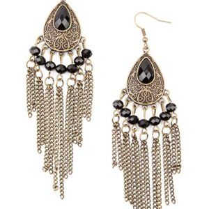 Paparazzi Floating on HEIR Brass Black Earrings